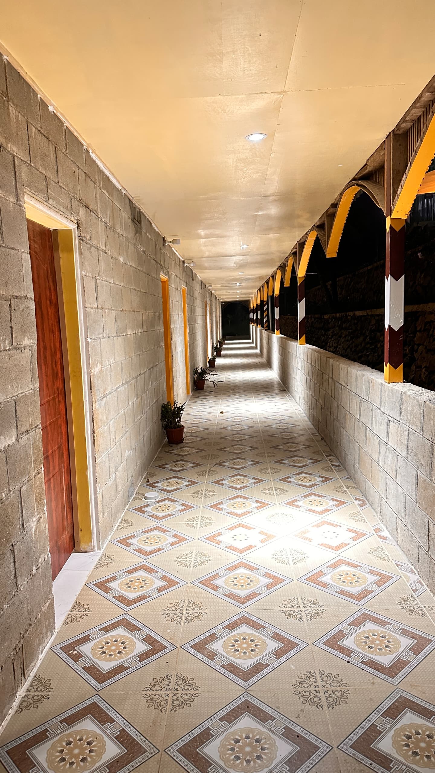 Resort Corridor with Decorative Flooring